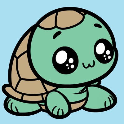 cute little animated turtle