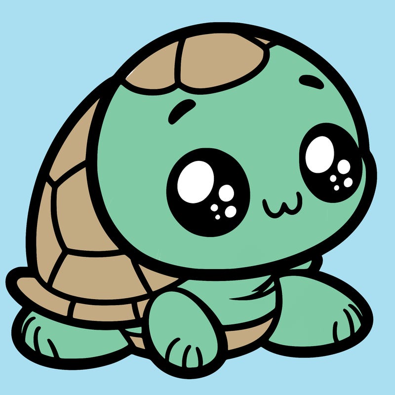 cute little animated turtle