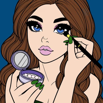 realistic girl doing makeup