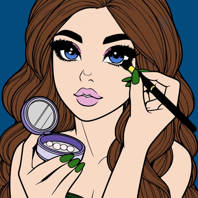 realistic girl doing makeup