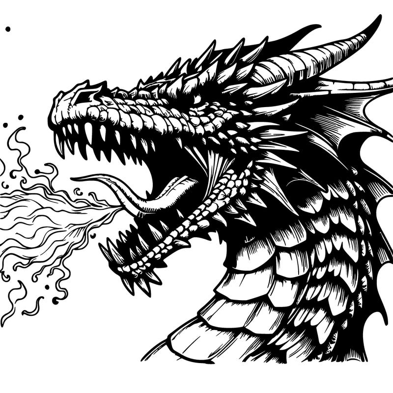 realistic dragon with mouth on fire