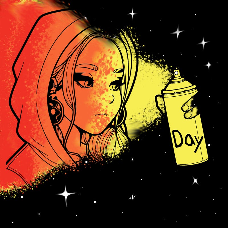 a realistic girl, spray painting