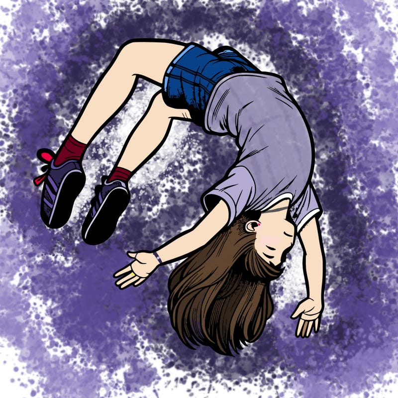 realistic girl doing a backflip