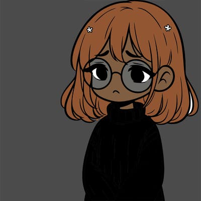sad girl with glasses in a sweater
