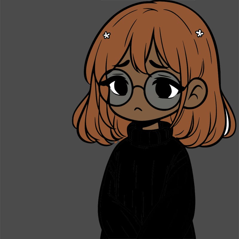 sad girl with glasses in a sweater