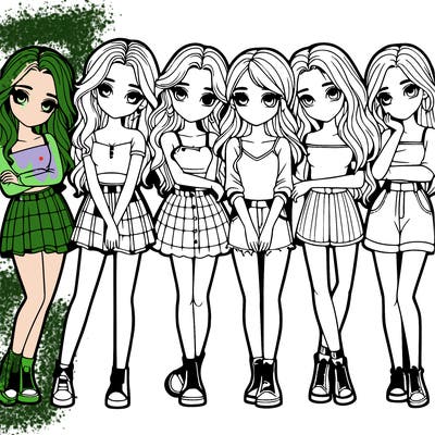 a group of girls realistic