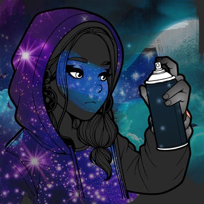 a realistic girl, spray painting