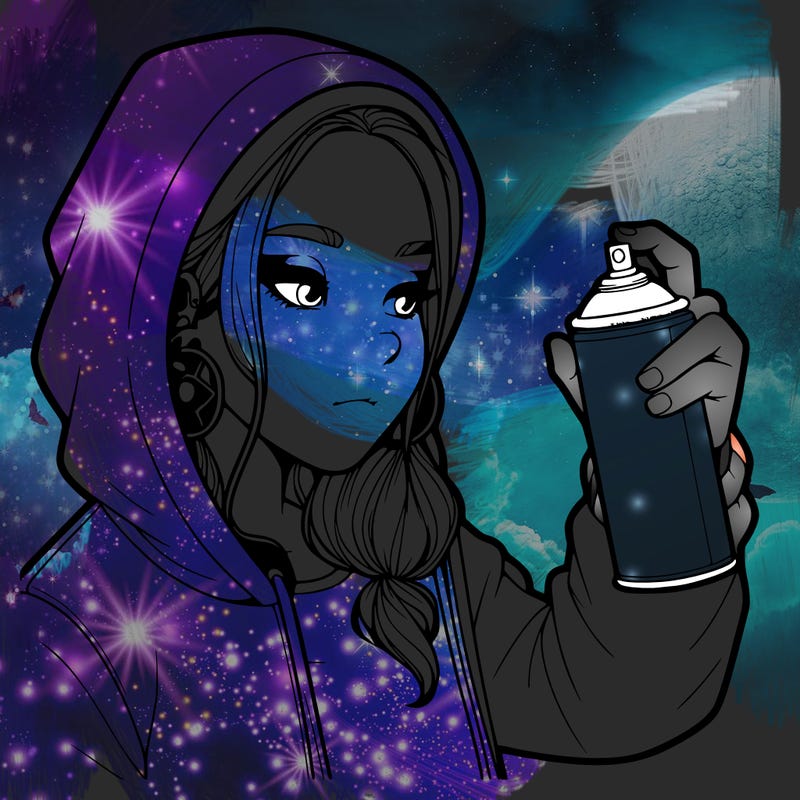 a realistic girl, spray painting