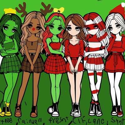 a group of girls realistic