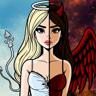 devil vs angel realistic girl