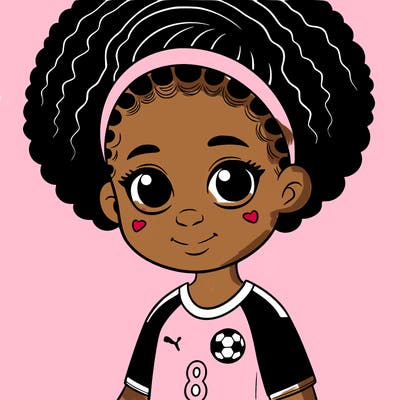 a young black girl wearing a senegalese soccer jersey