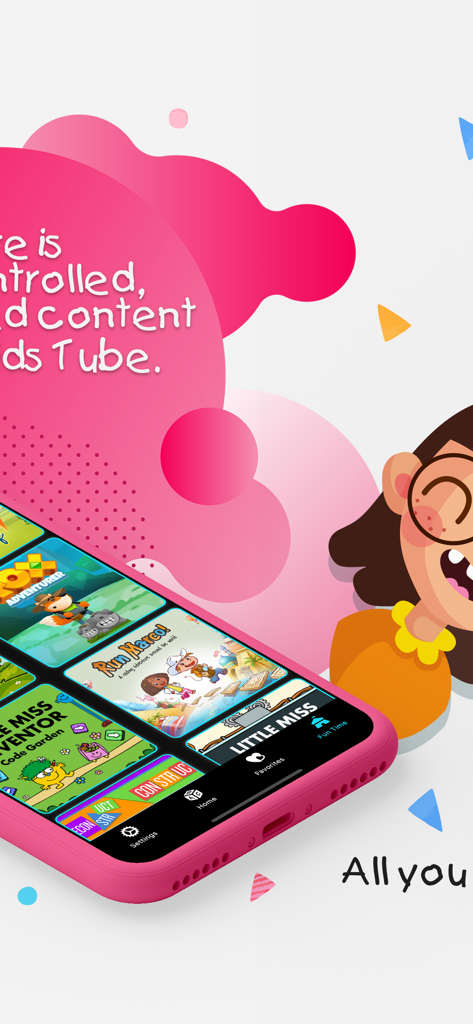 Baby Kids Tubeアプリのインターフェース。子供向けの安全で教育的なビデオのセレクションを表示。