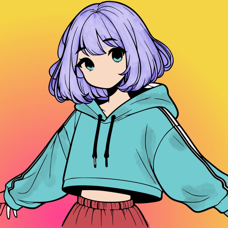 cute realistic girl in crop top with unzipped hoodie