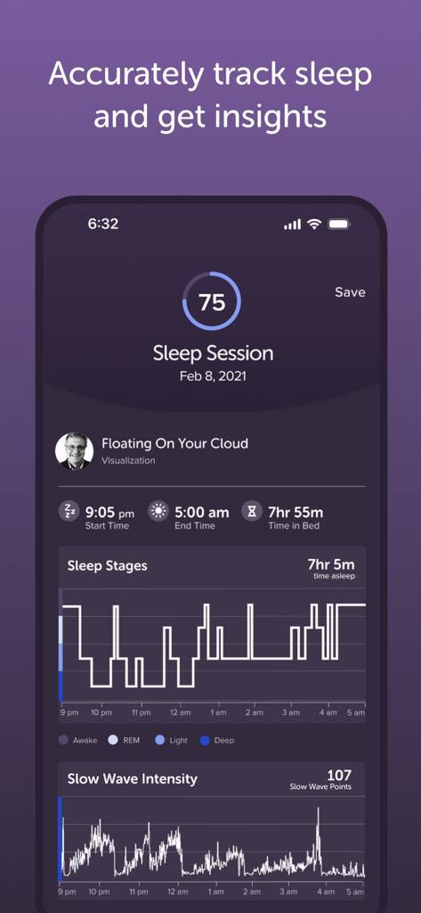 Muse: Brain Health & Sleep - Muse app sleep session report showing sleep stages and data insights