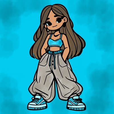 girl in crop top and baggy pants