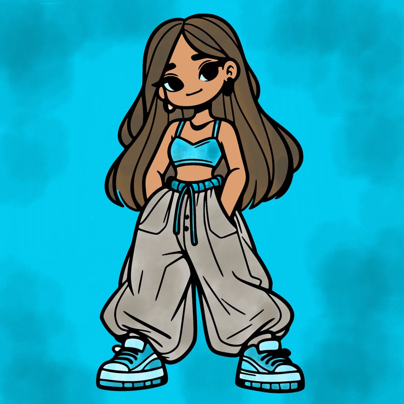 girl in crop top and baggy pants