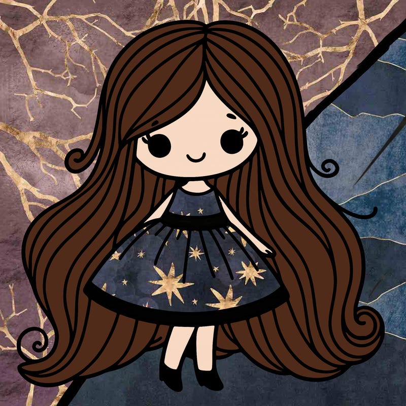 girl with long hair and a dress