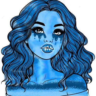 realistic girl with wavy hair and lips