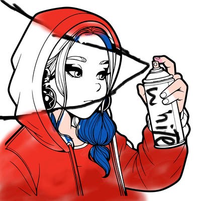 a realistic girl, spray painting