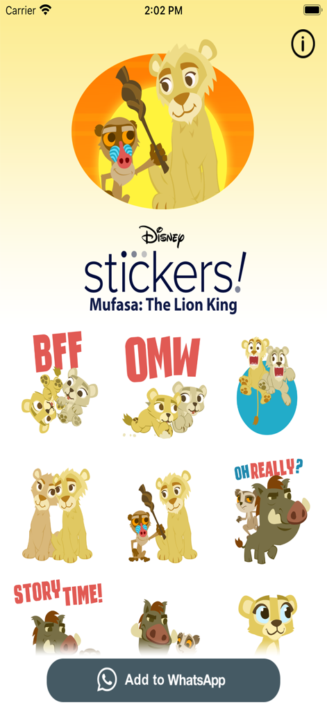 Mufasa: The Lion King Stickers - Entertainment App | MWM