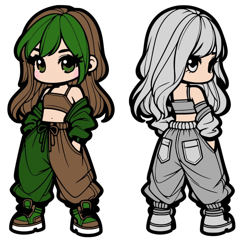 girl in crop top and baggy pants