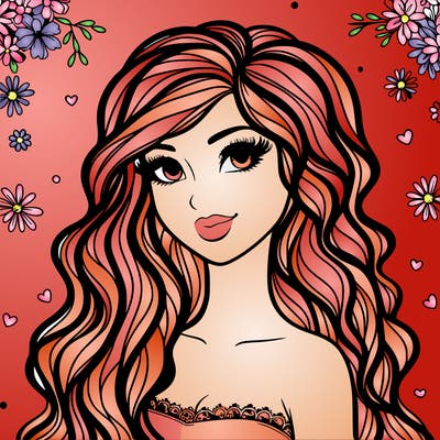 pretty woman with long wavy hair