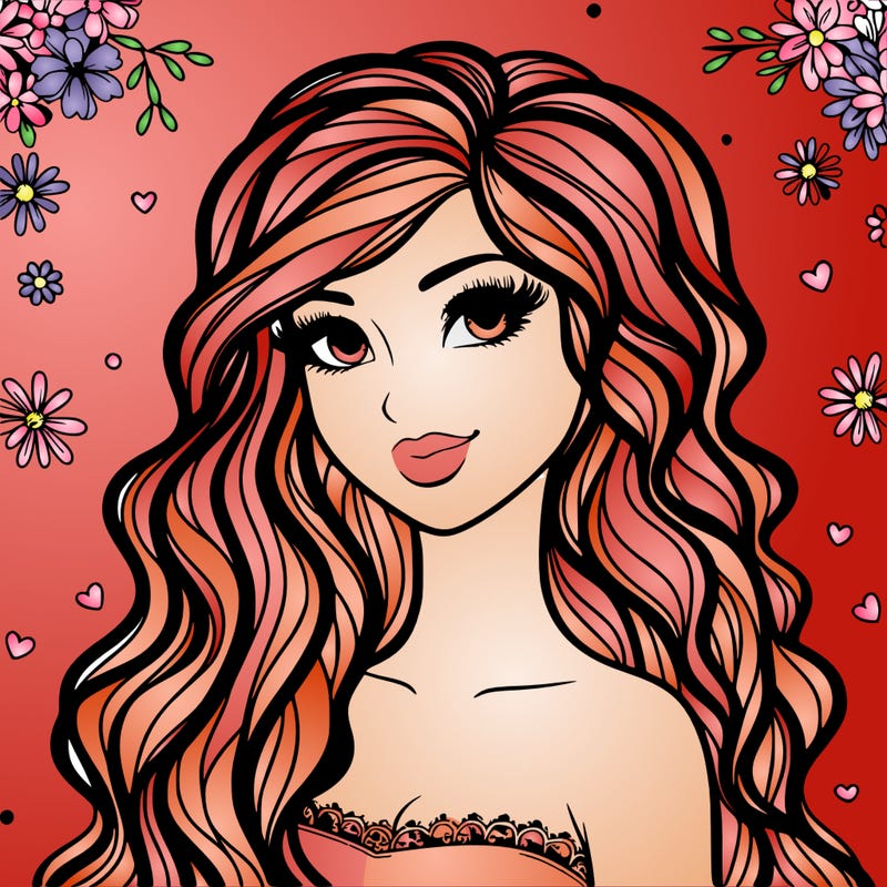 pretty woman with long wavy hair