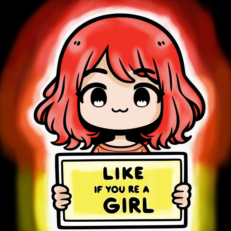 a cute girl holding a sign that says like if you’re a girl