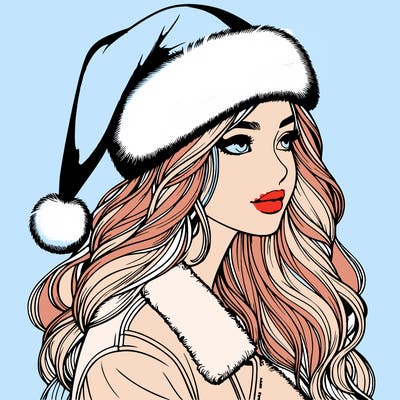 realistic girl in santa hat