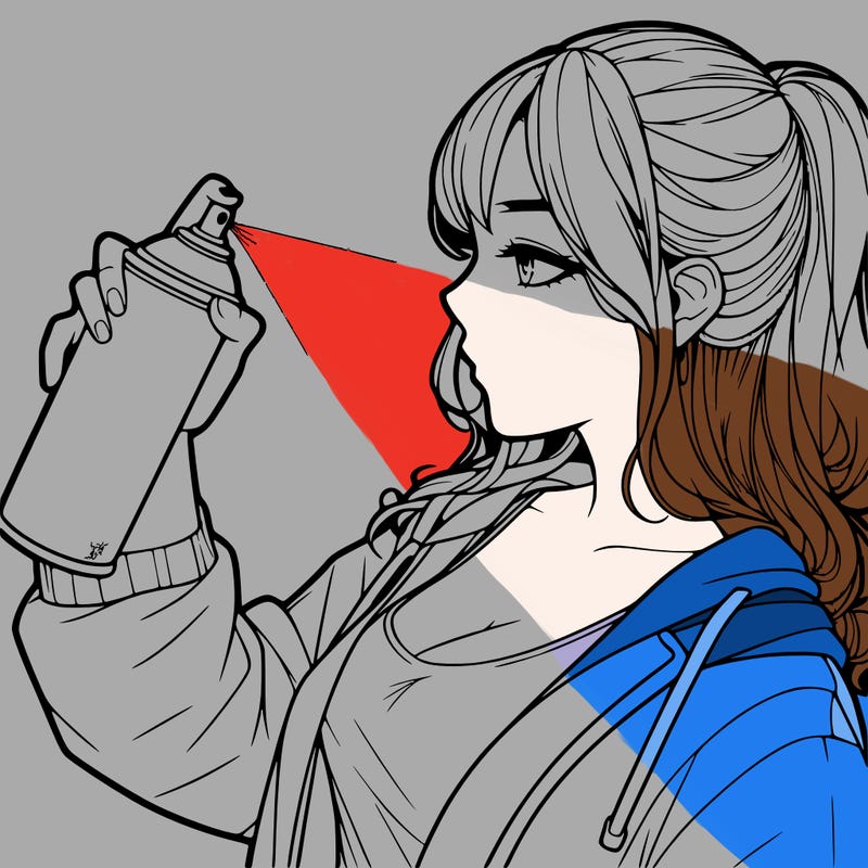 a realistic girl spray, painting