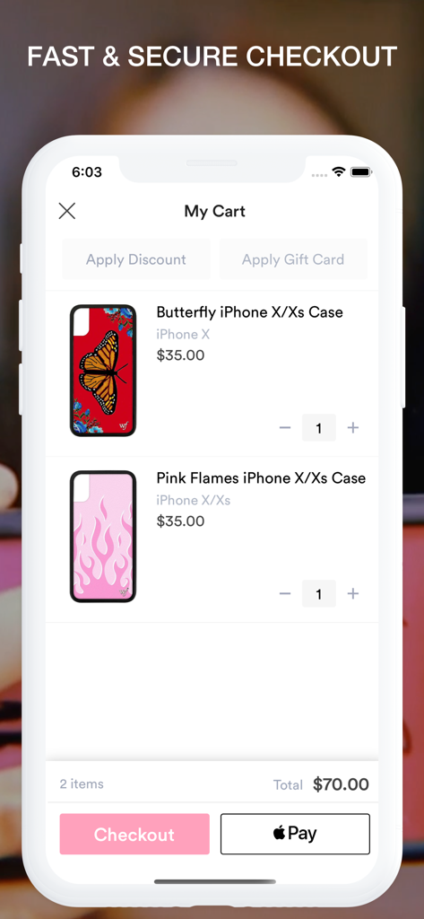 Wildflower Cases - Carrello dell'app Wildflower Cases con cover per telefono con motivi a farfalla e fiamme
