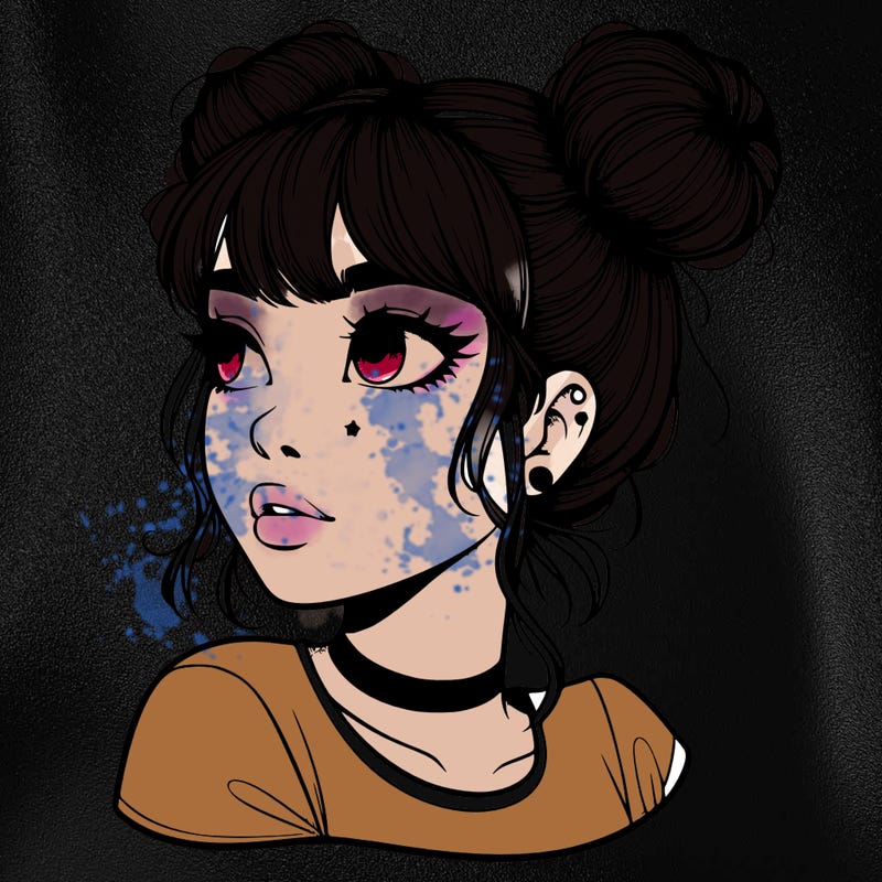 realistic girl with spacebuns