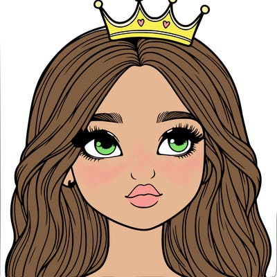 a realistic girl with a crown on