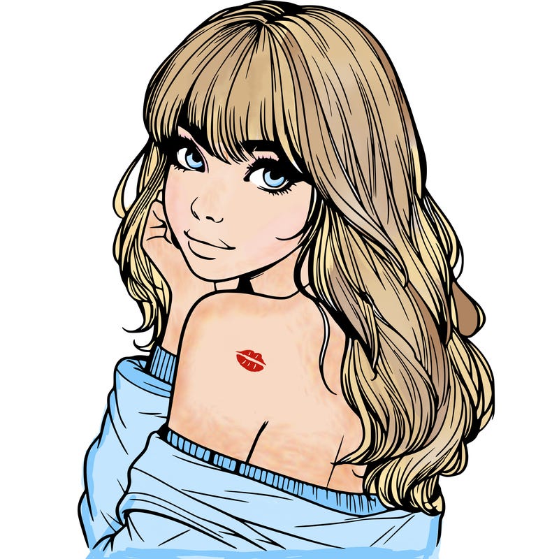 realistic girl with bangs looking over her shoulder