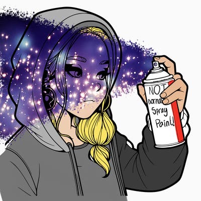 a realistic girl, spray painting