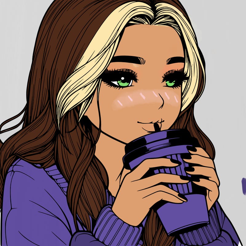 realistic girl drinking coffee