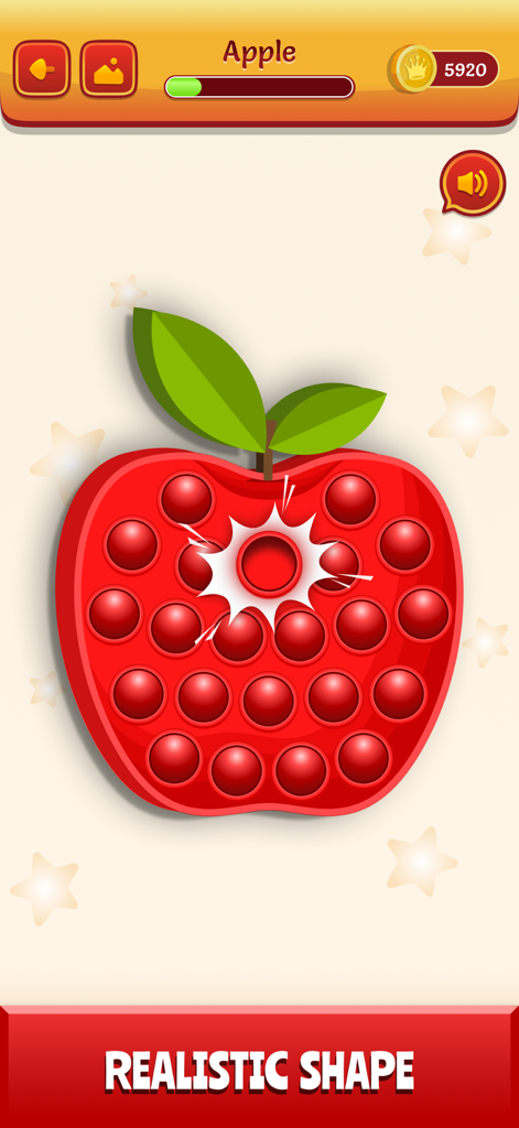 Popit - Just Do it! - A red apple shaped digital pop it toy with a popping animation effect
