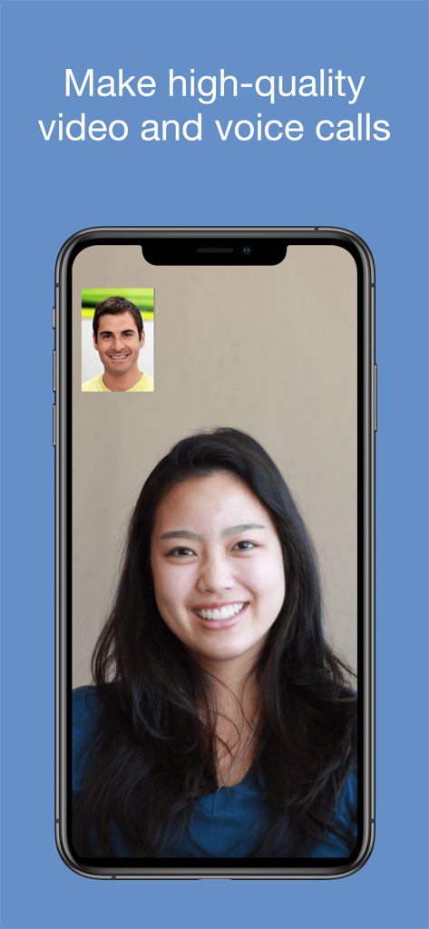A high-quality video call interface on a smartphone using the imo app