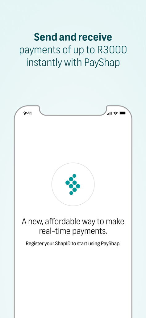 FNB Banking App - Interface of FNB Banking App showing PayShap for instant real-time payments up to R3000.