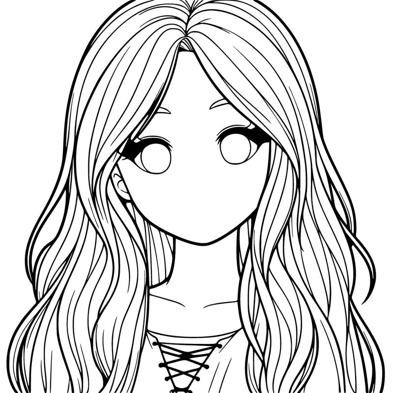 realistic girl with long hair