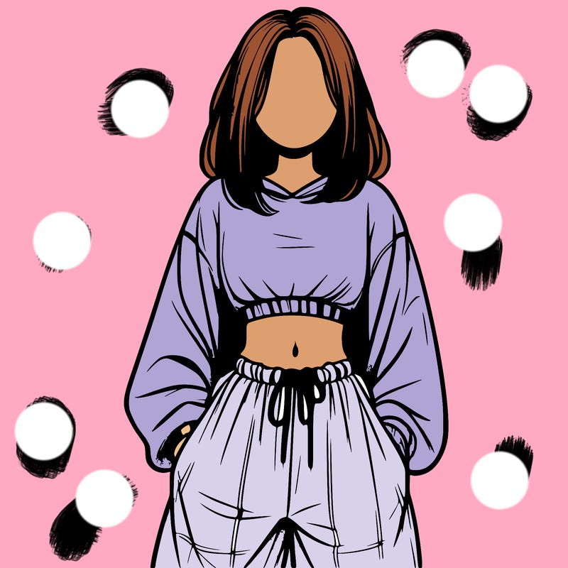 realistic girl faceless with baggy pants and a crop top