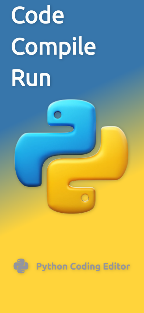 Python Coding Editor 3 IDE App - Banner de la aplicación Python Coding Editor IDE con el logo de Python y el texto Code Compile Run