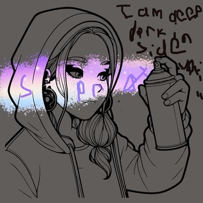 a realistic girl, spray painting