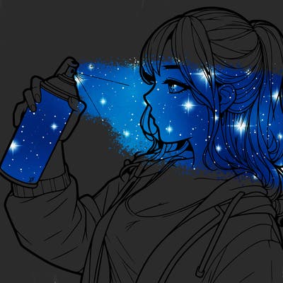 a realistic girl spray, painting