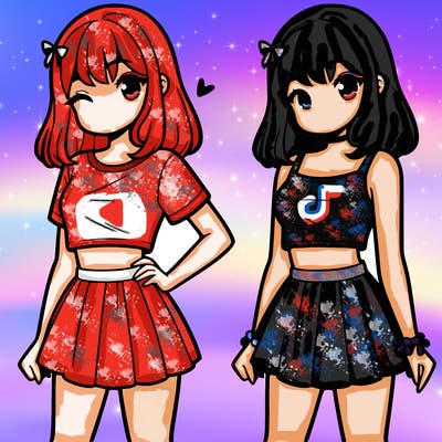 girl wearing crop top  and skirt