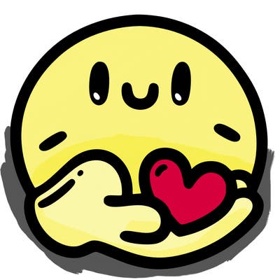 face holding a heart