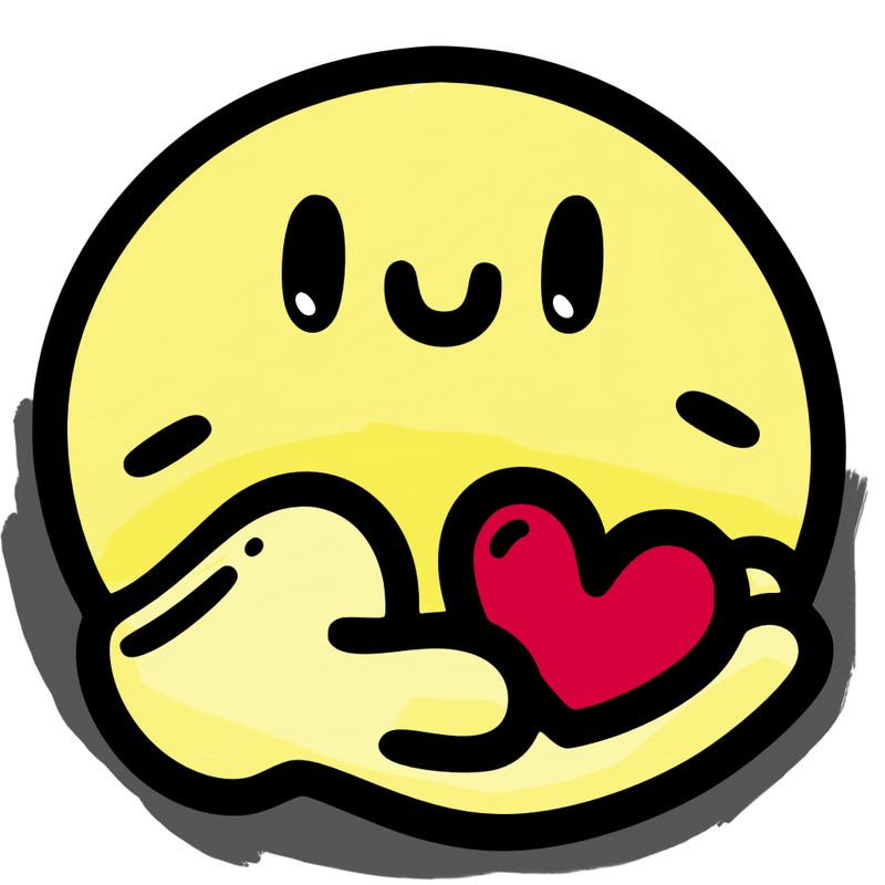 face holding a heart