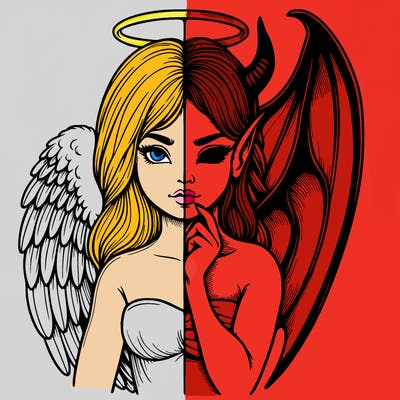 realistic angel half demon