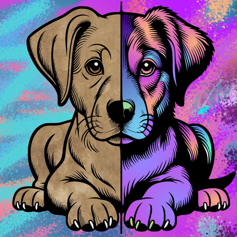 realistic dog split picture