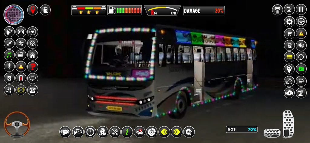 Public Transport Bus Games 3D - Una simulación 3D de un autobús de transporte público decorado con controles e interfaz de conducción realistas